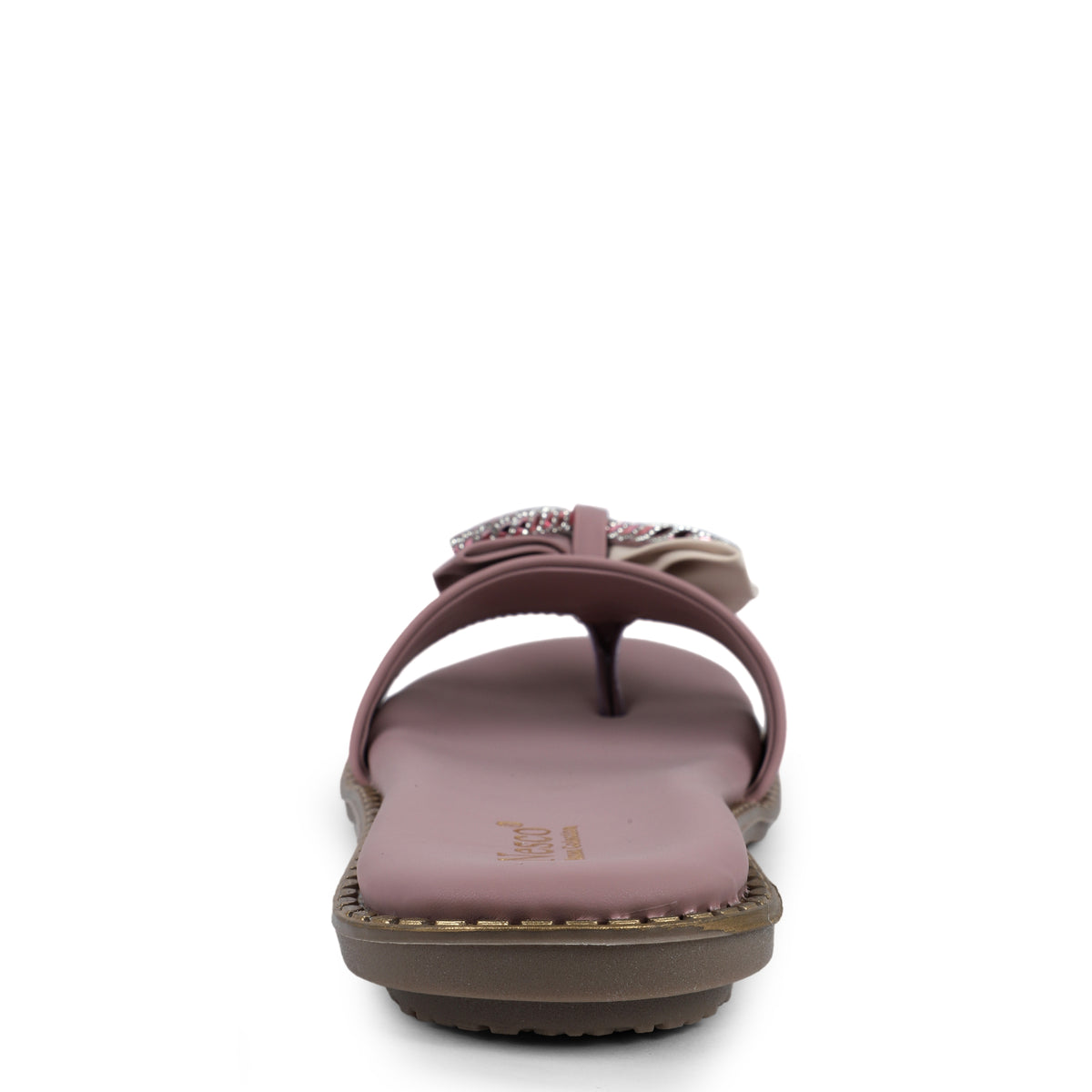 Embellished Bow Detail Slides - Mauve