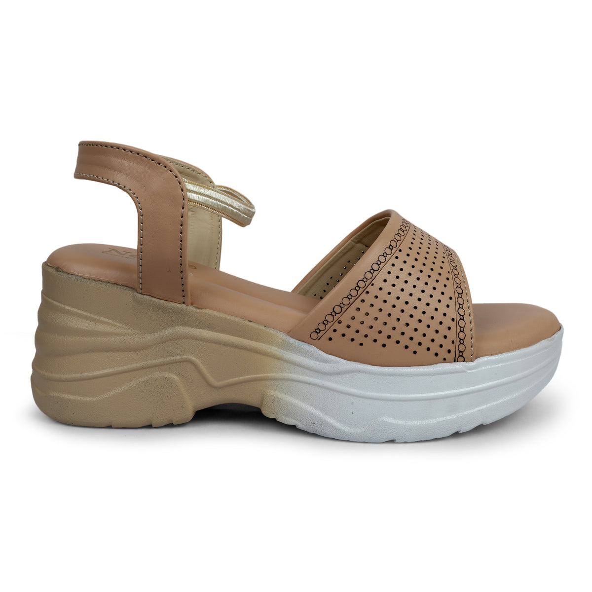 Rhinestone Skinny Strap Comfort Sandals - Beige