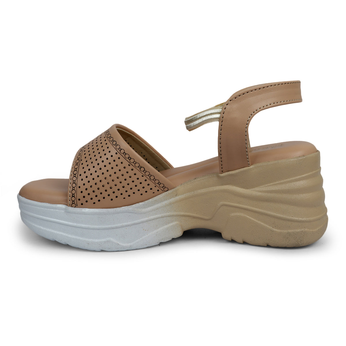 Rhinestone Skinny Strap Comfort Sandals - Beige