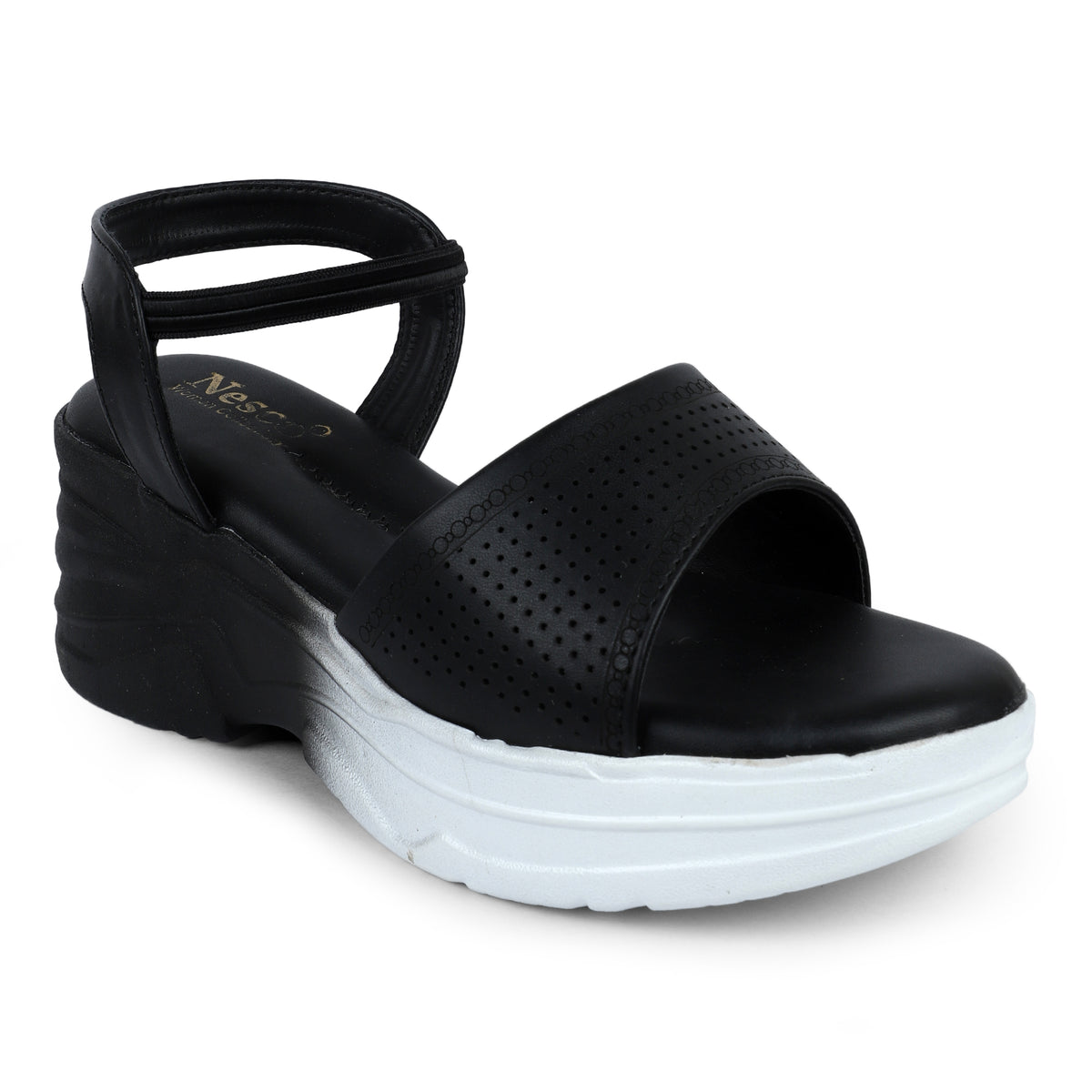 Rhinestone Skinny Strap Comfort Sandals - Black