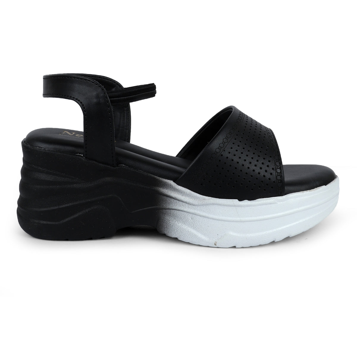 Rhinestone Skinny Strap Comfort Sandals - Black