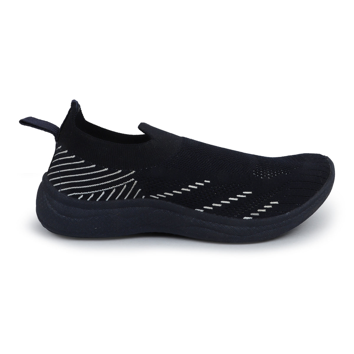 Web Patterned Slip-On Knitted Walking Sneakers - Black