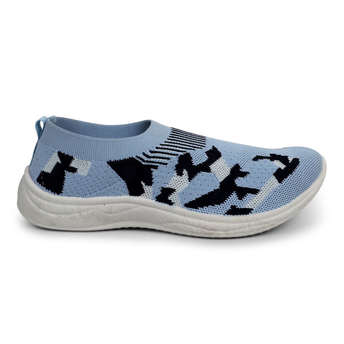 Patterned Slip-On Walking Sneakers - Light Blue