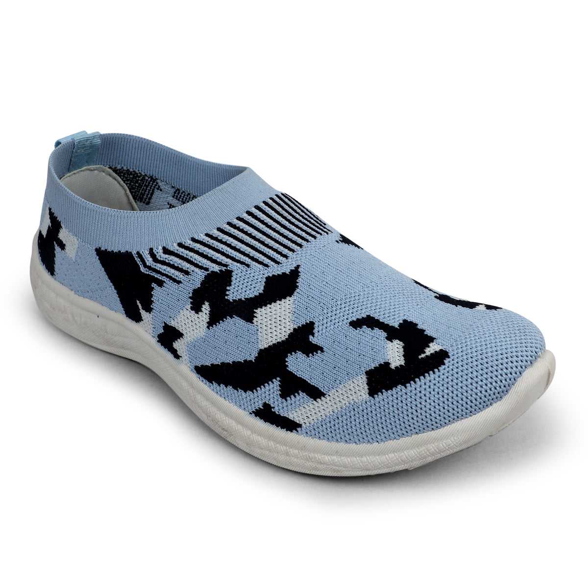 Patterned Slip-On Walking Sneakers - Light Blue