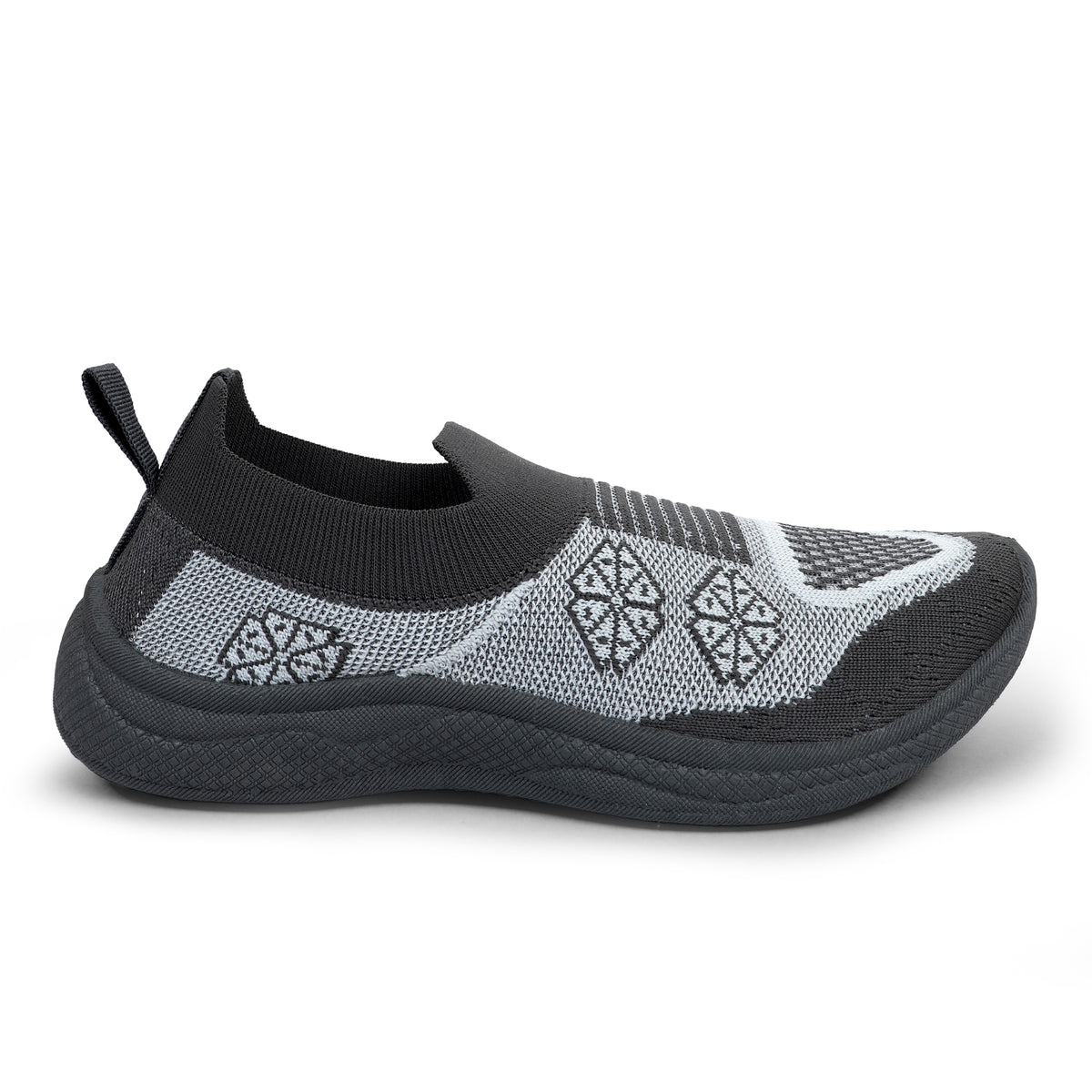 Flower Patterned Slip-On Walking Sneakers - Grey