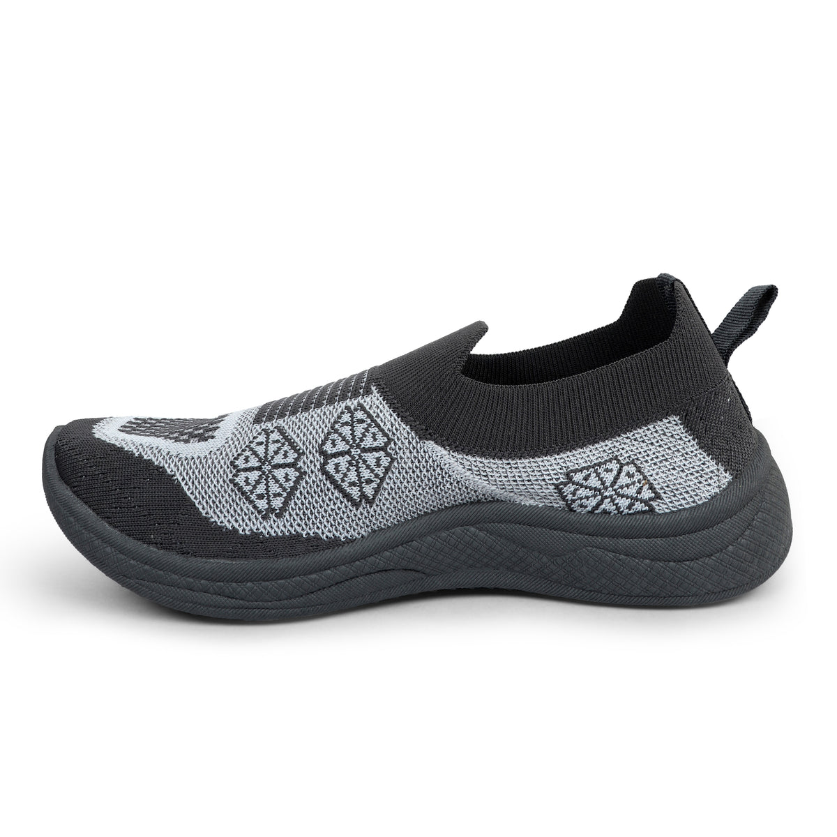 Flower Patterned Slip-On Walking Sneakers - Grey