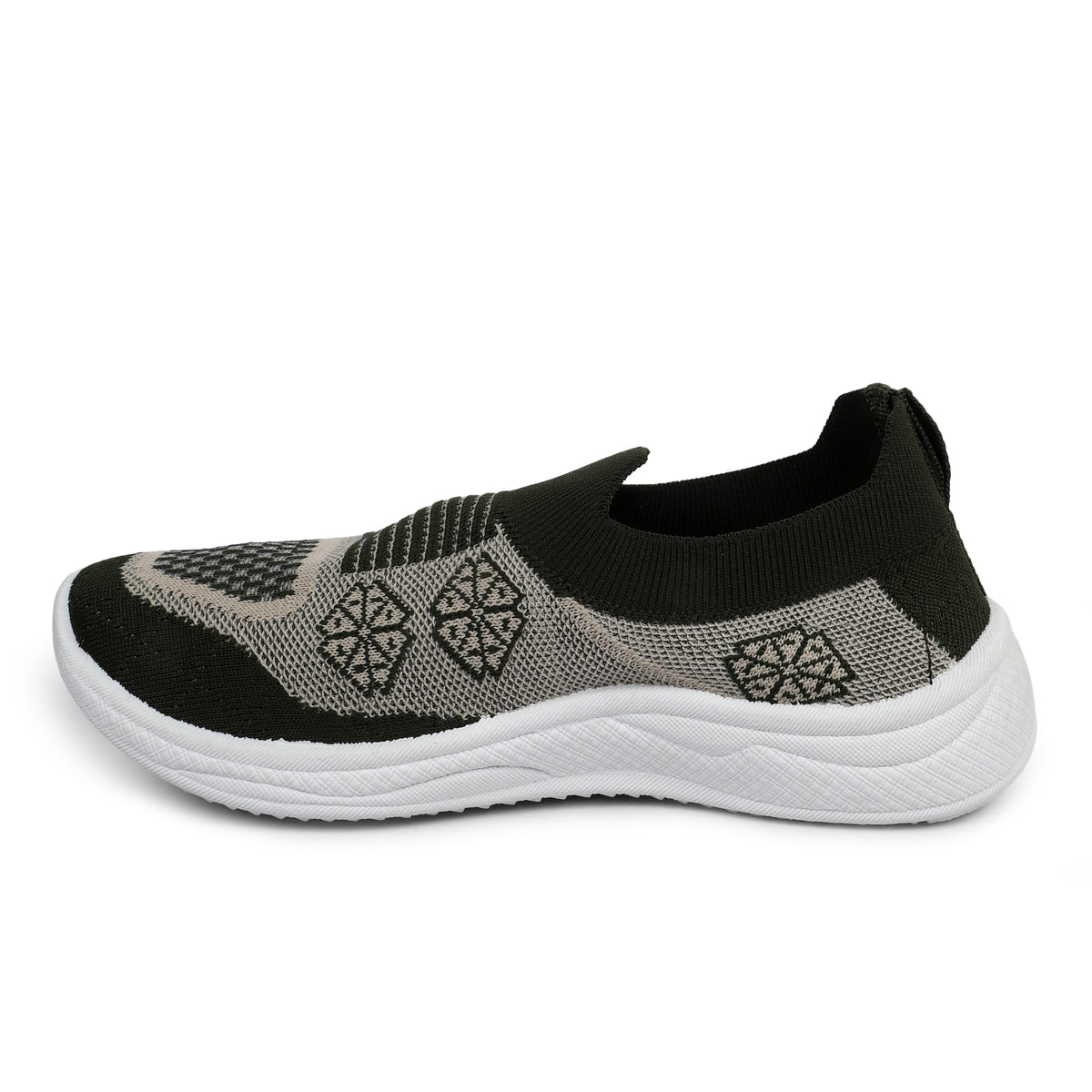 Flower Patterned Slip-On Walking Sneakers - Olive