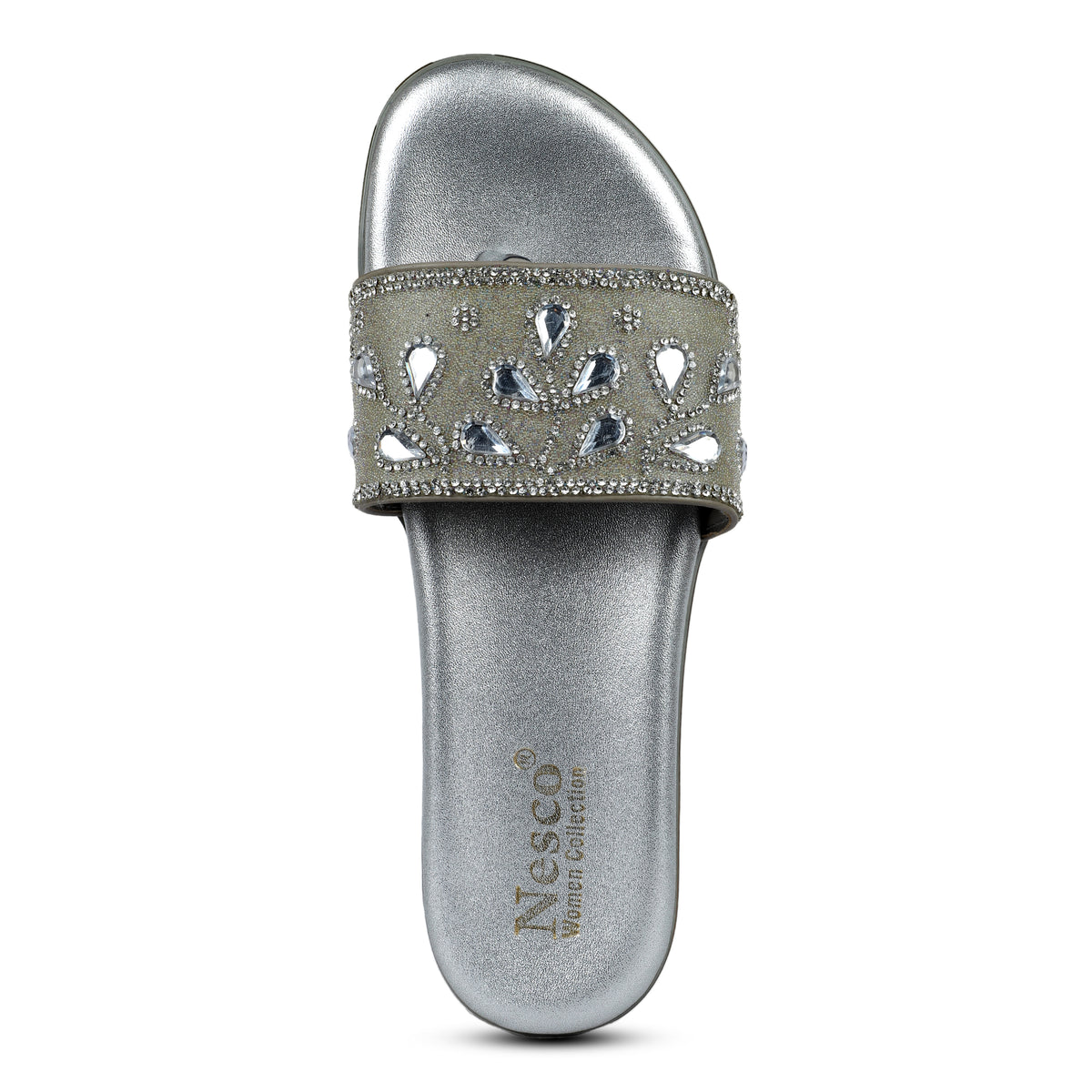 Embellished Teardrop Toe-Post Sandals - Silver