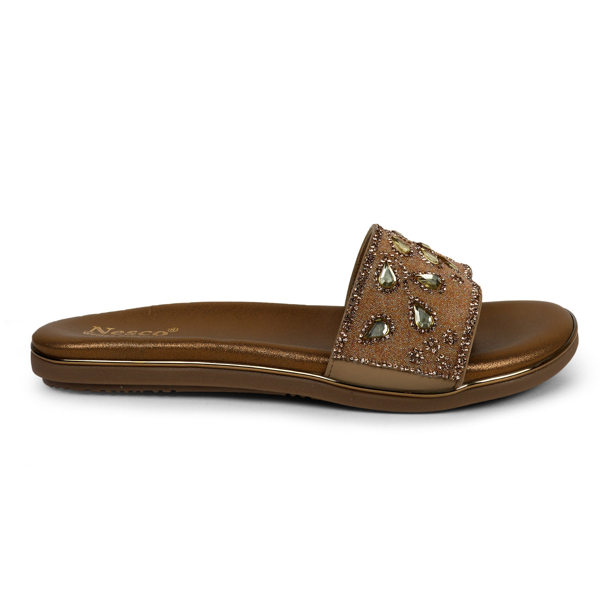 Embellished Teardrop Toe-Post Sandals - Bronze