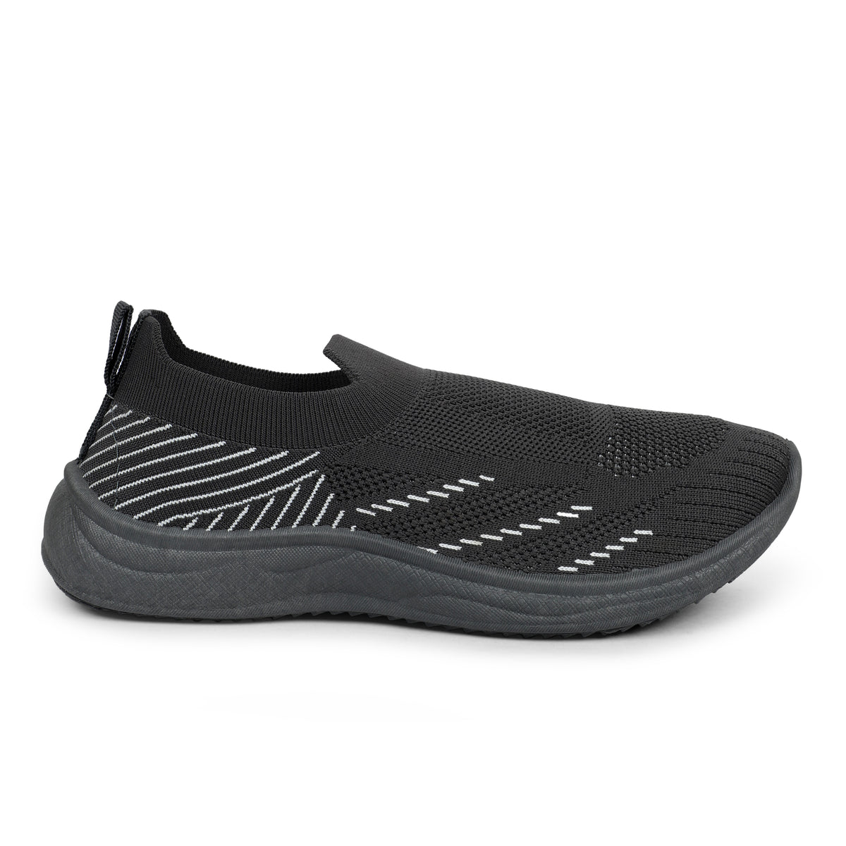 Web Patterned Slip-On Knitted Walking Sneakers - Grey
