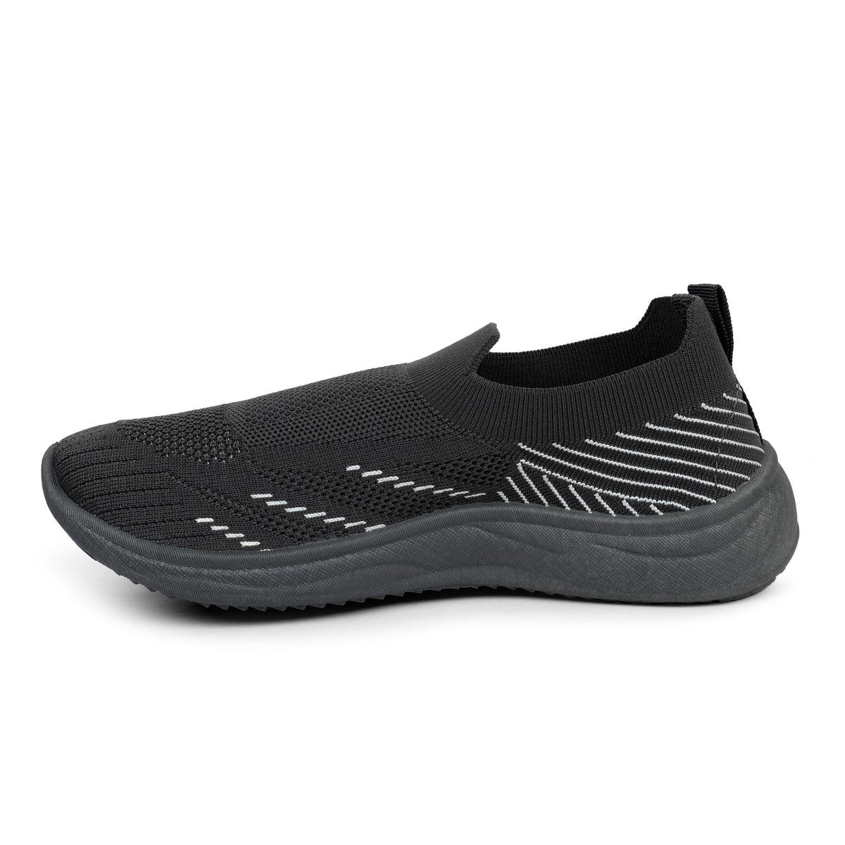 Web Patterned Slip-On Knitted Walking Sneakers - Grey