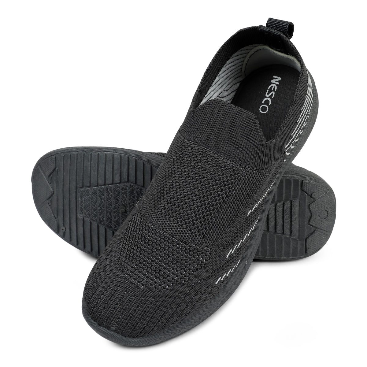 Web Patterned Slip-On Knitted Walking Sneakers - Grey