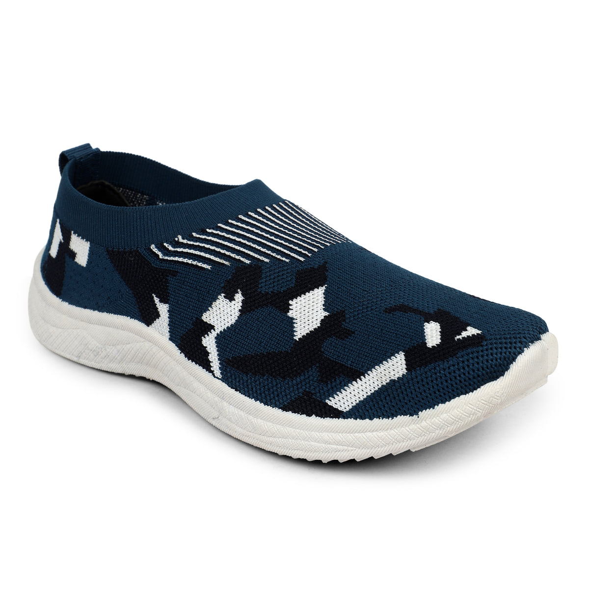 Patterned Slip-On Walking Sneakers - Navy