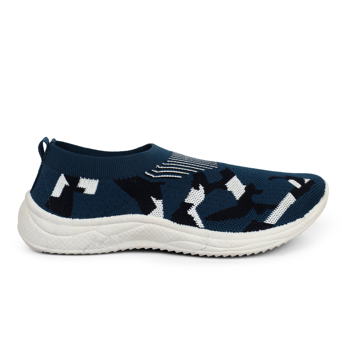 Patterned Slip-On Walking Sneakers - Navy