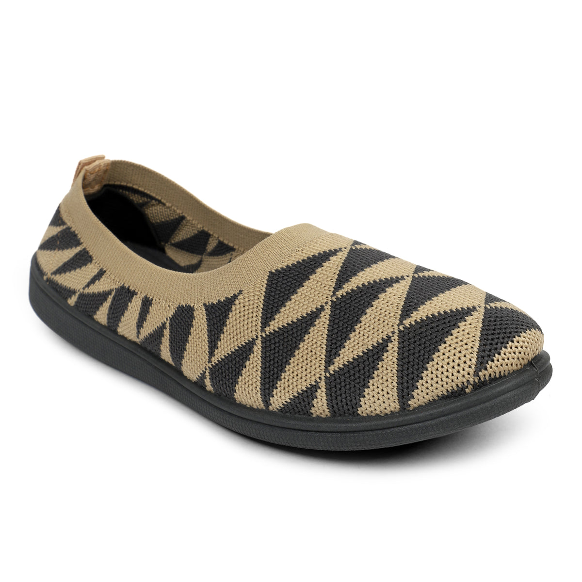 Patterned Slip-On Walking Sneakers - Beige