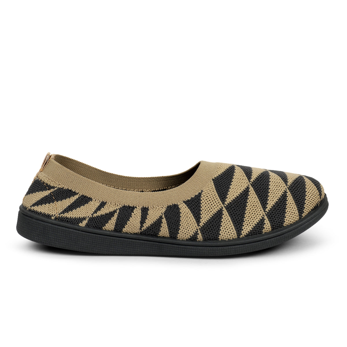 Patterned Slip-On Walking Sneakers - Beige