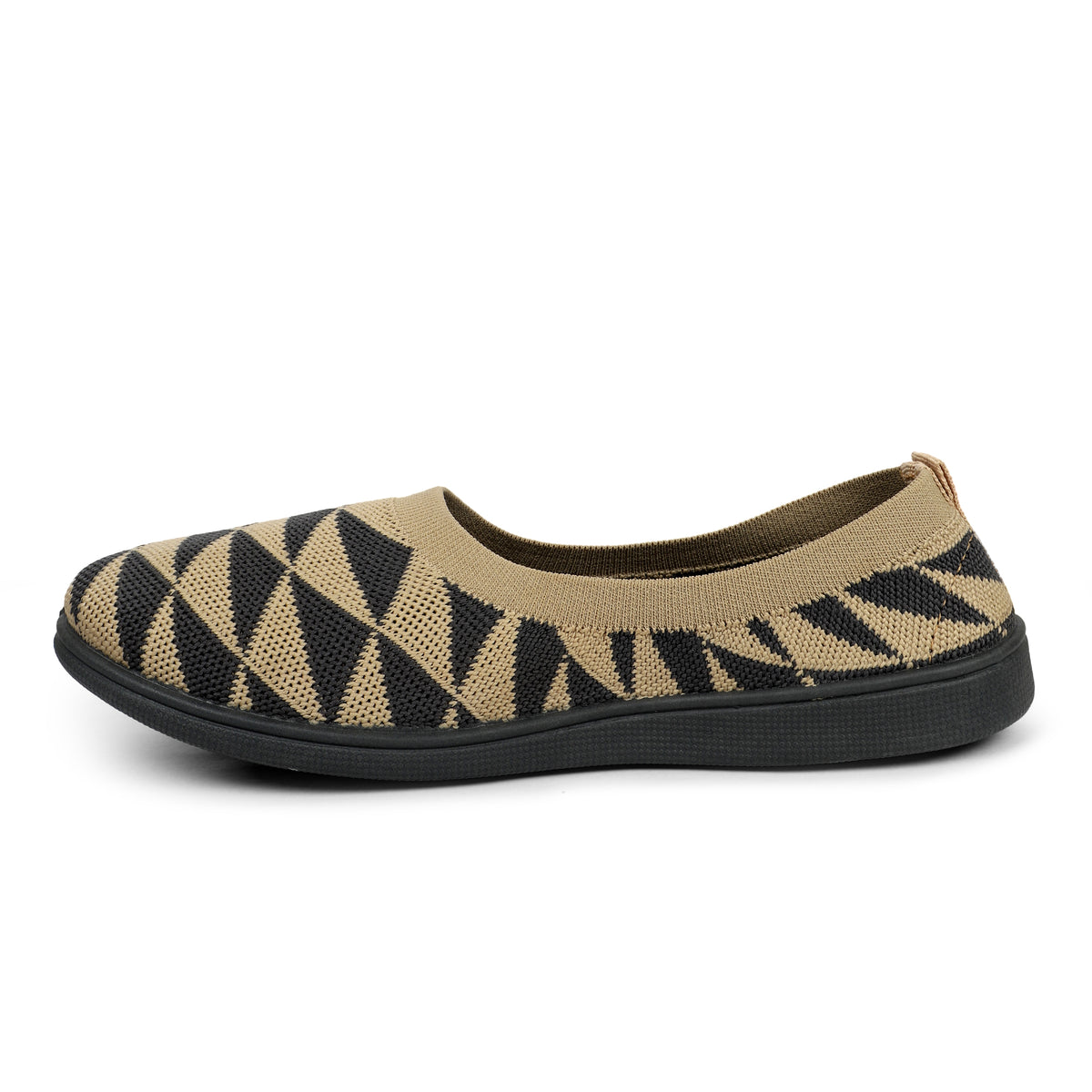 Patterned Slip-On Walking Sneakers - Beige