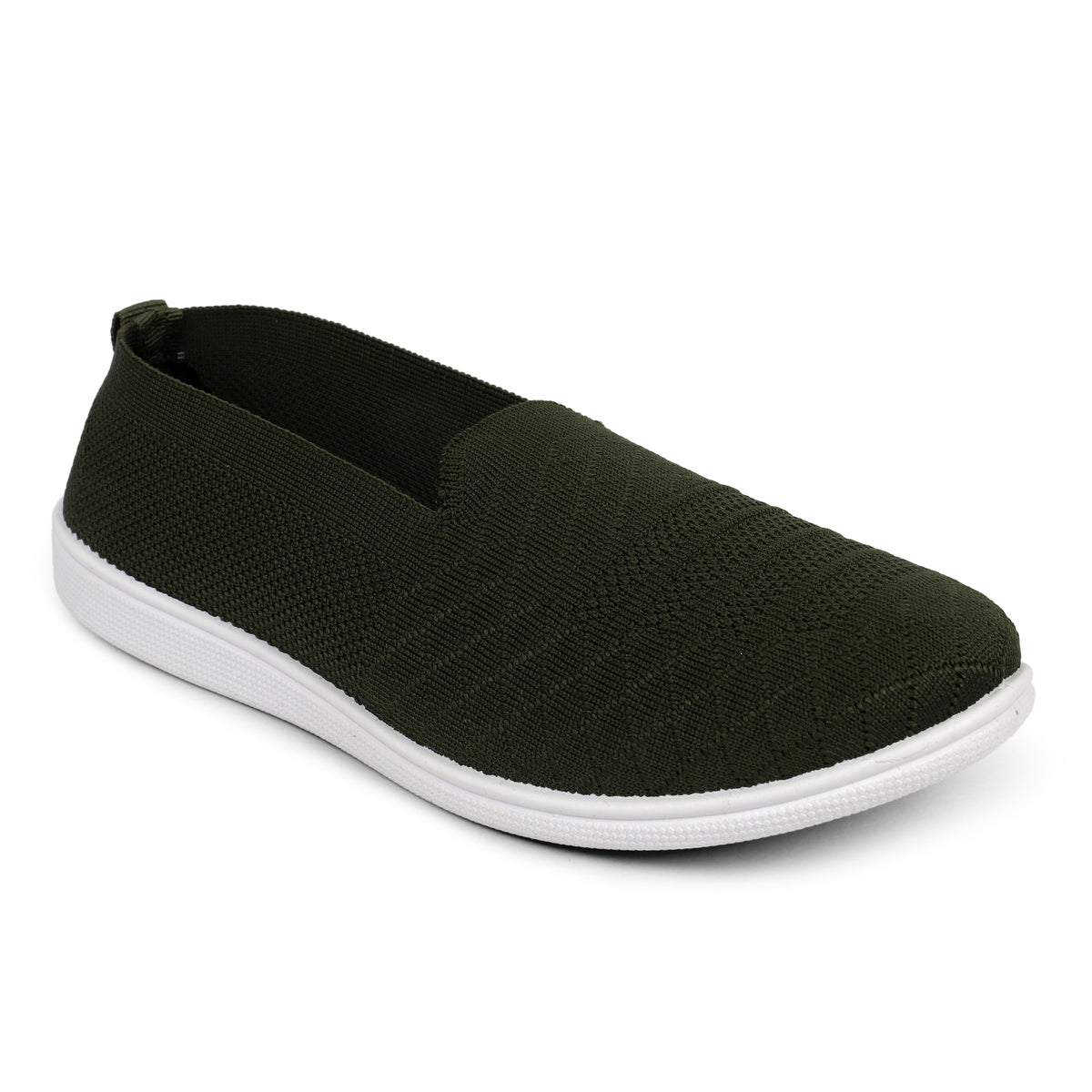 Slip-On Knitted Walking Sneakers - Olive