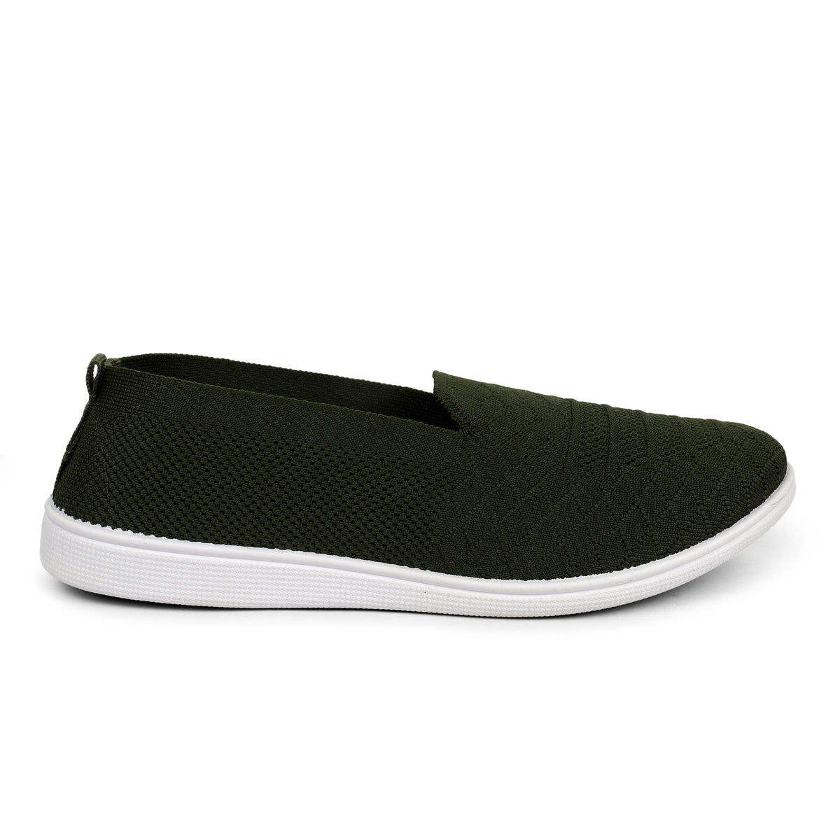 Slip-On Knitted Walking Sneakers - Olive