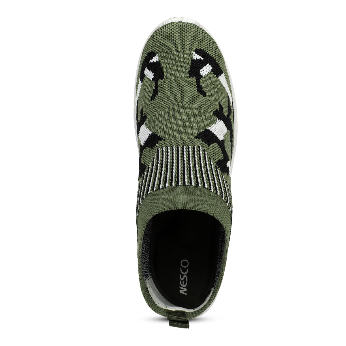 Patterned Slip-On Walking Sneakers - Olive