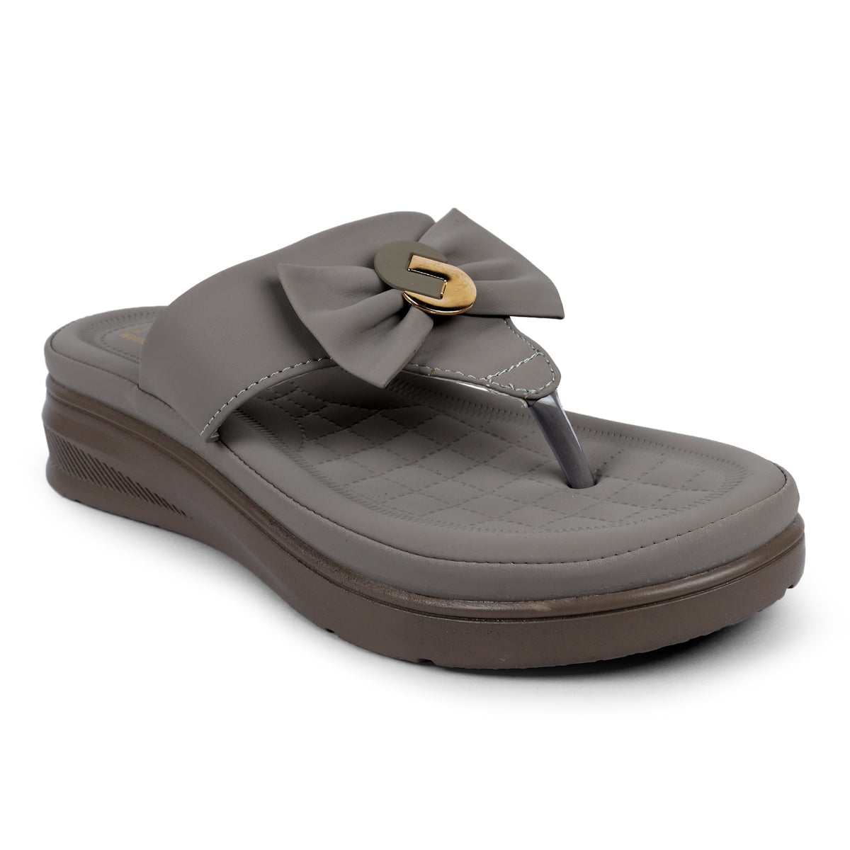 Chic Bow Accent Sandals - Grey