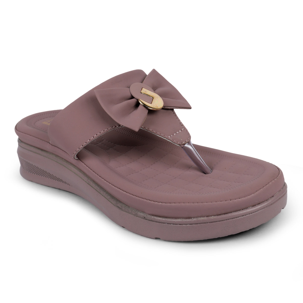 Chic Bow Accent Sandals - Mauve Pink