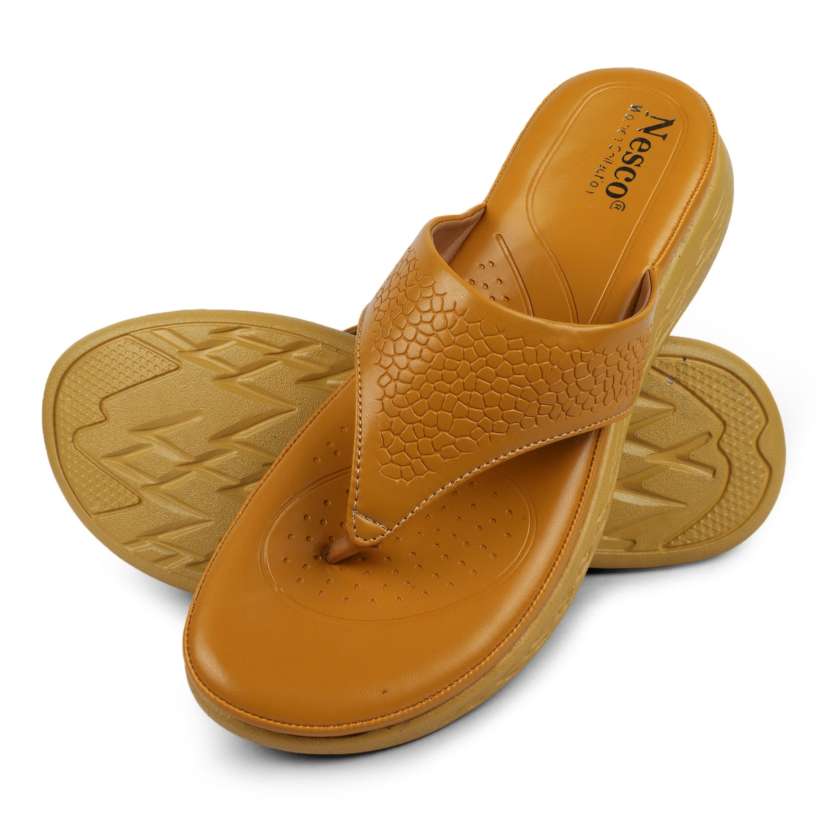 Textured V-Strap Comfort Sandals