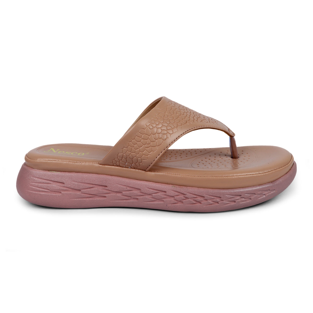Textured V-Strap Comfort Sandals - Rosewood