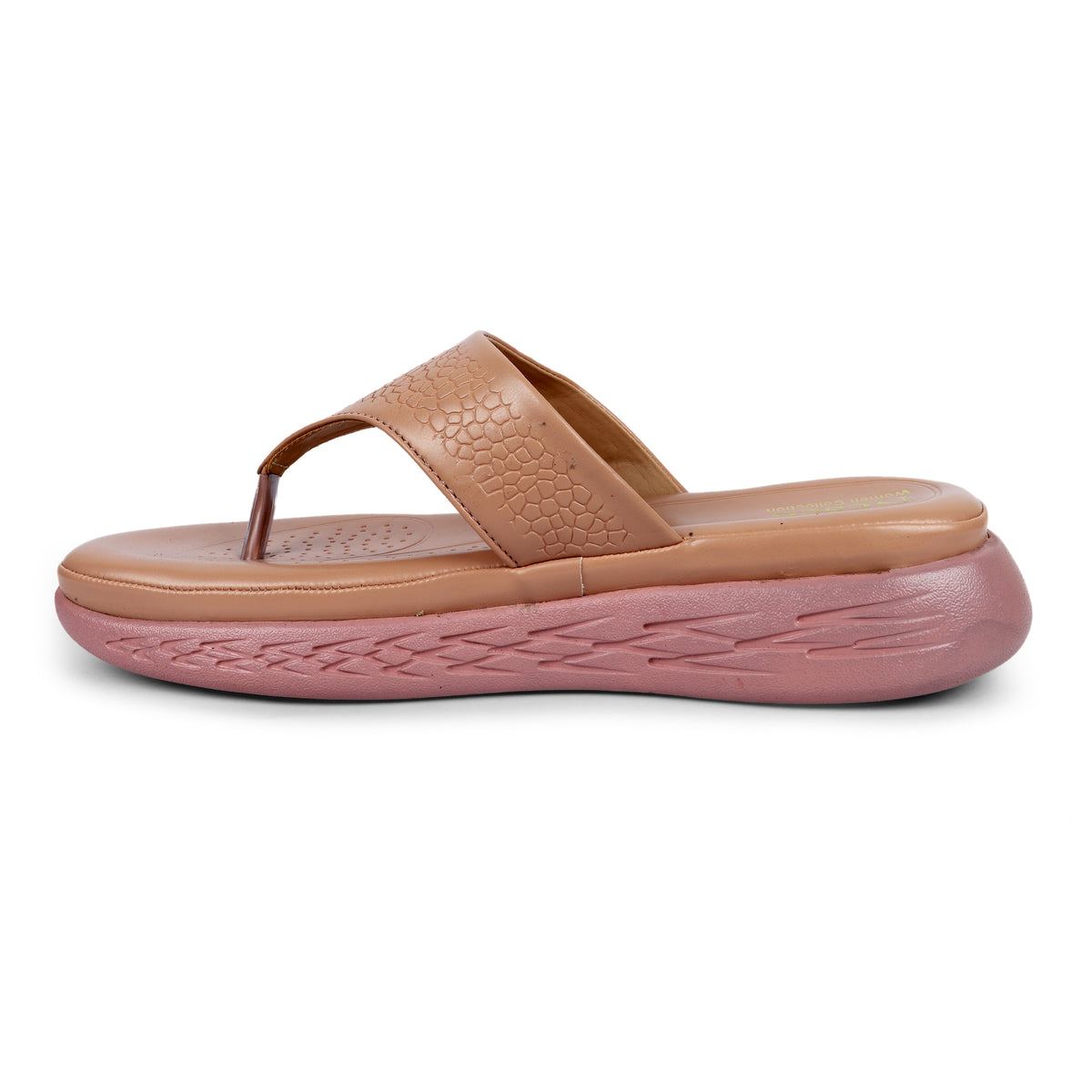 Textured V-Strap Comfort Sandals - Rosewood