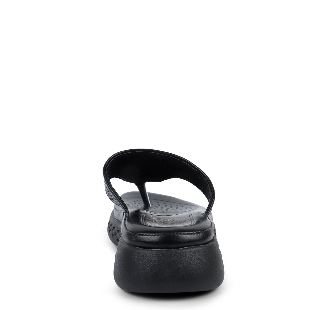 Textured V-Strap Comfort Sandals - Black