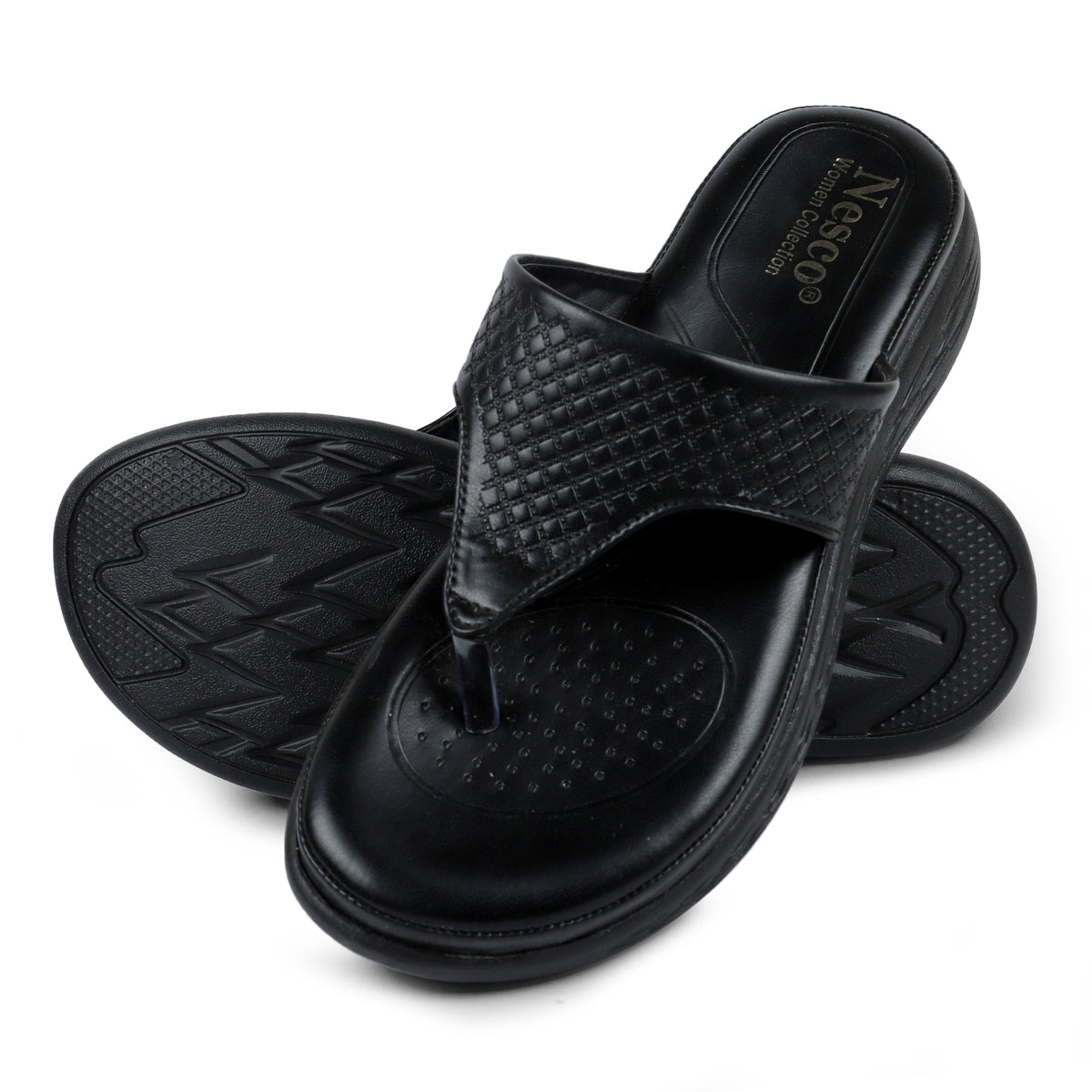 Textured V-Strap Comfort Sandals