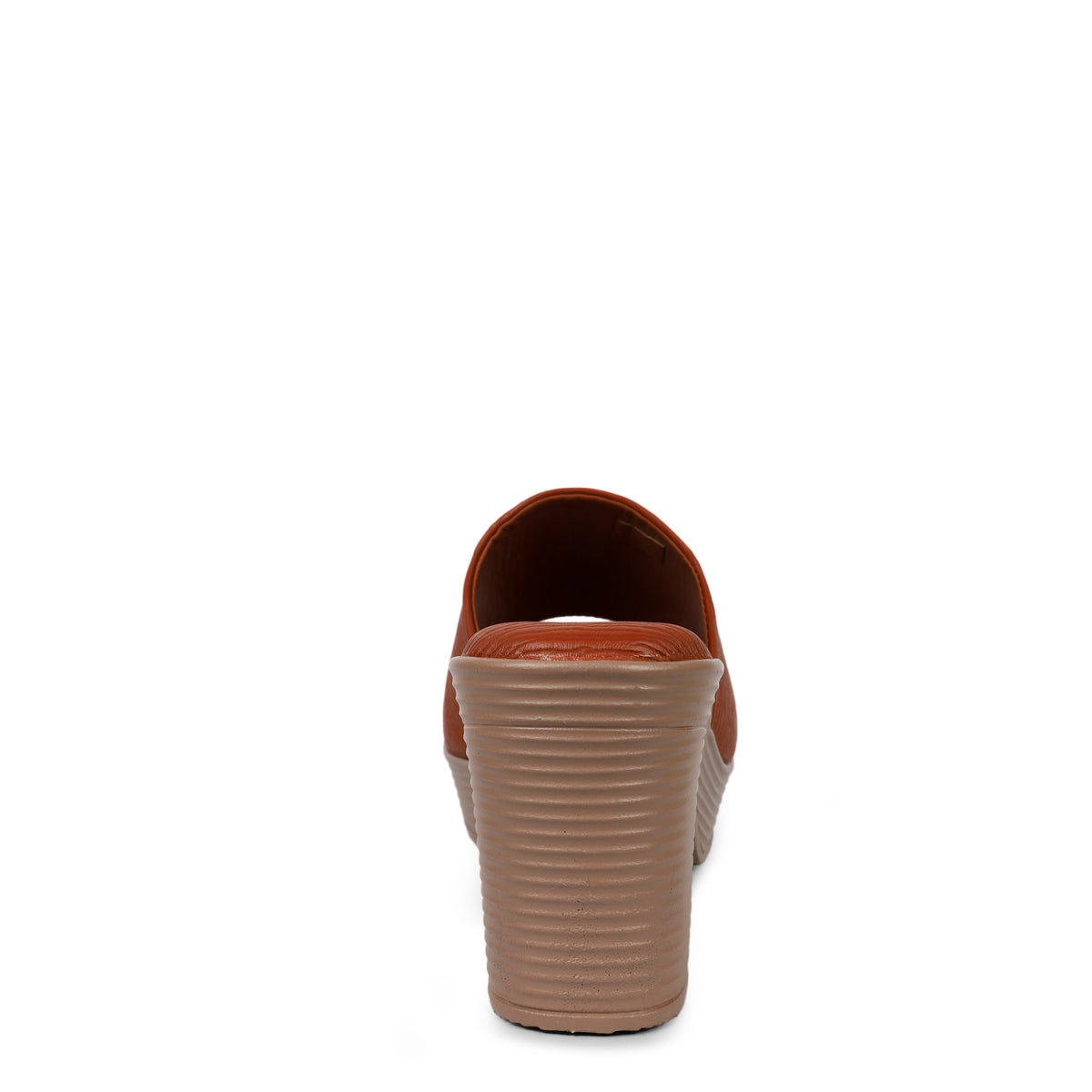 Textured Block Heel Slip-On Mules - Brown