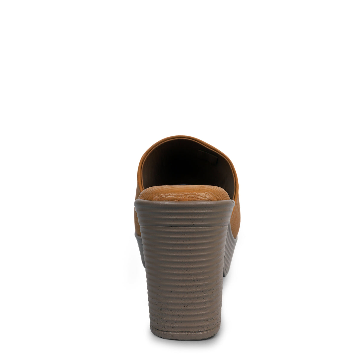 Textured Block Heel Slip-On Mules - Tan