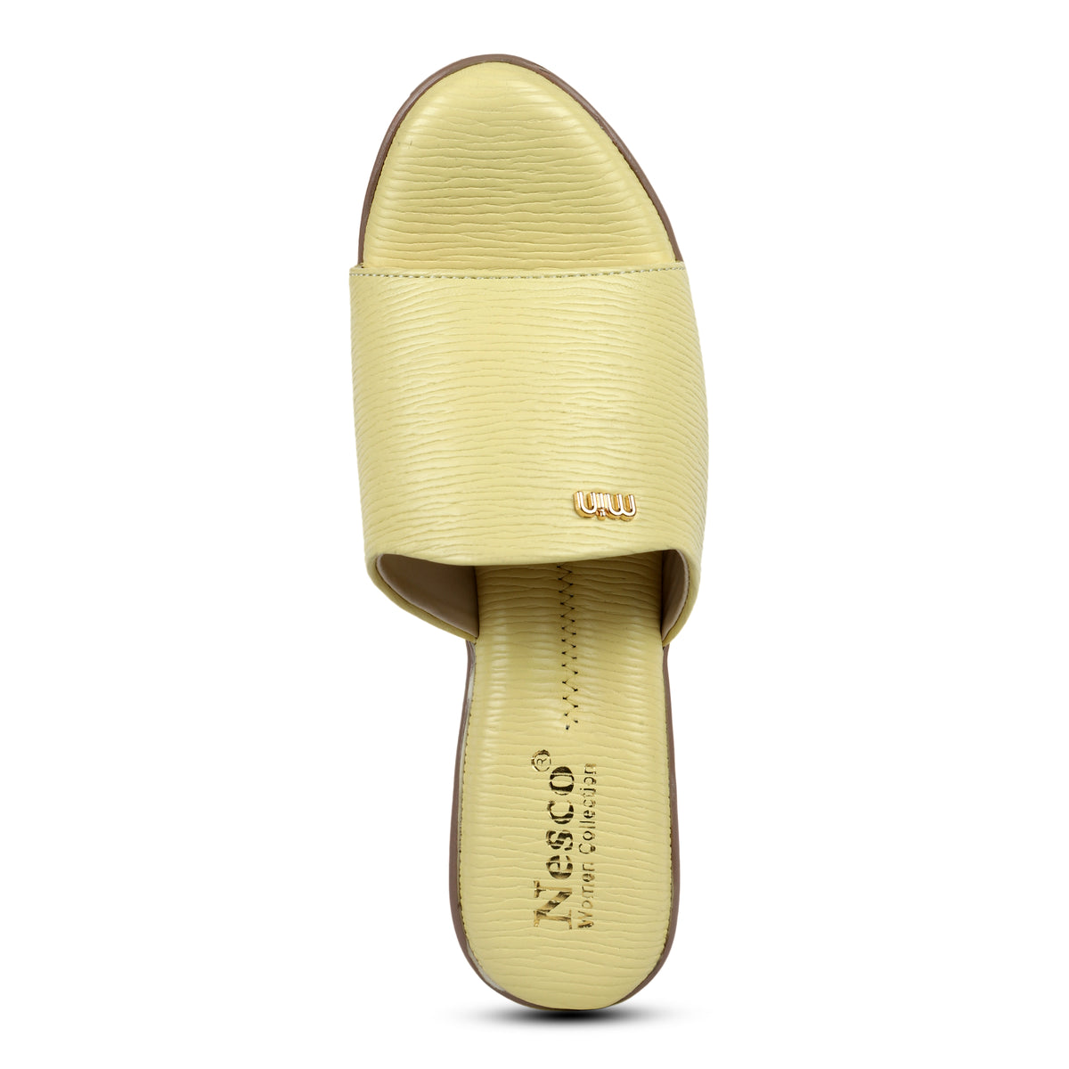 Textured Block Heel Slip-On Mules - Yellow
