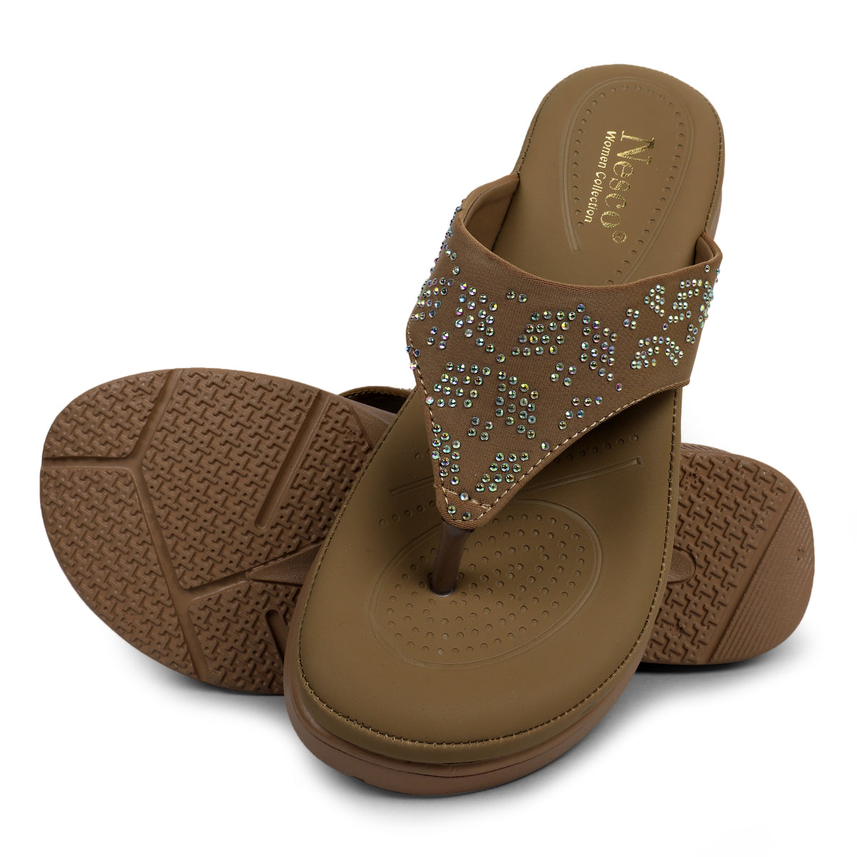 V-Strap Embellished Wedges