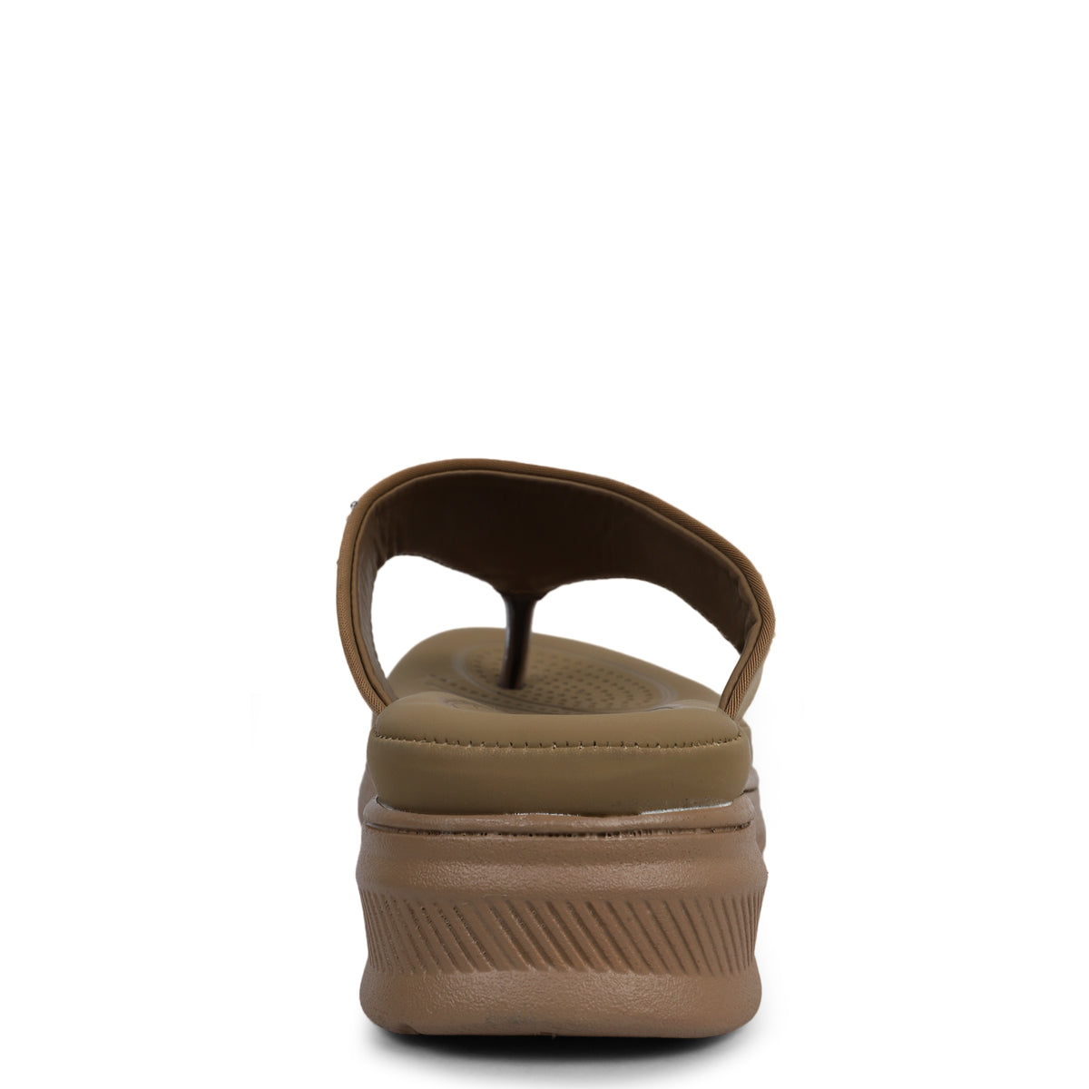V-Strap Embellished Wedges - Tan