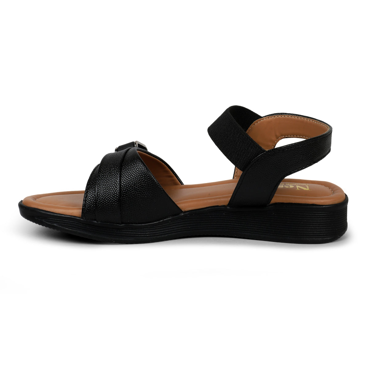 Elastic Back Strap Comfort Sandals - Black