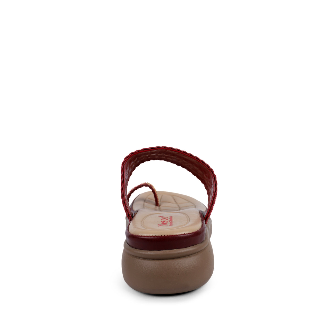 Braided Embellished Toe-Loop Sandals - Maroon