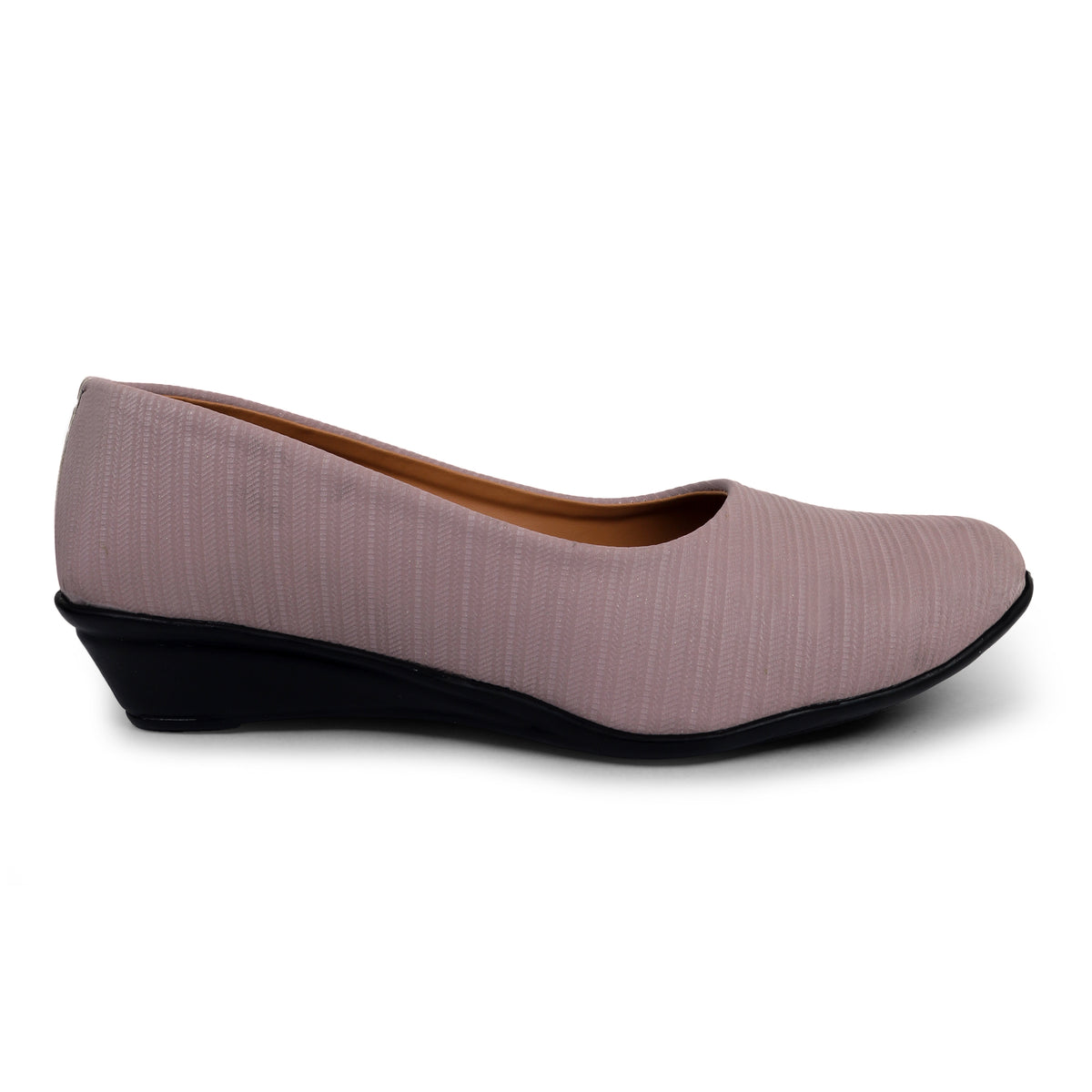 Textured Slip-On Ballet Flats - Mauve