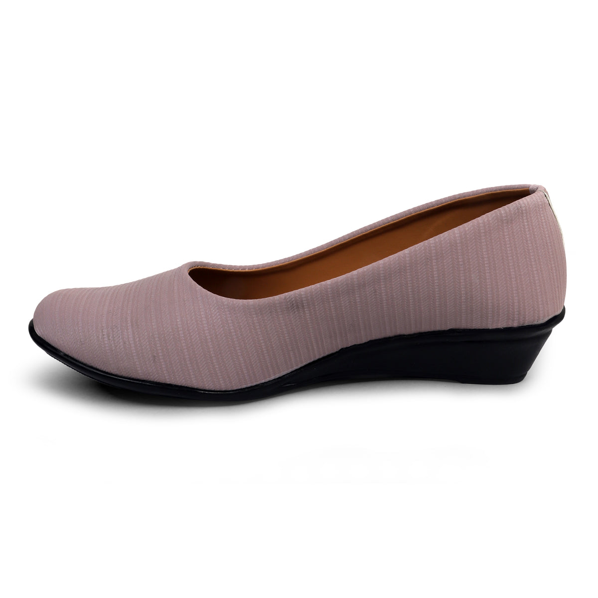 Textured Slip-On Ballet Flats - Mauve