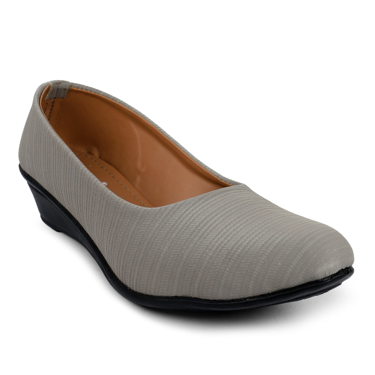 Textured Slip-On Ballet Flats - Grey