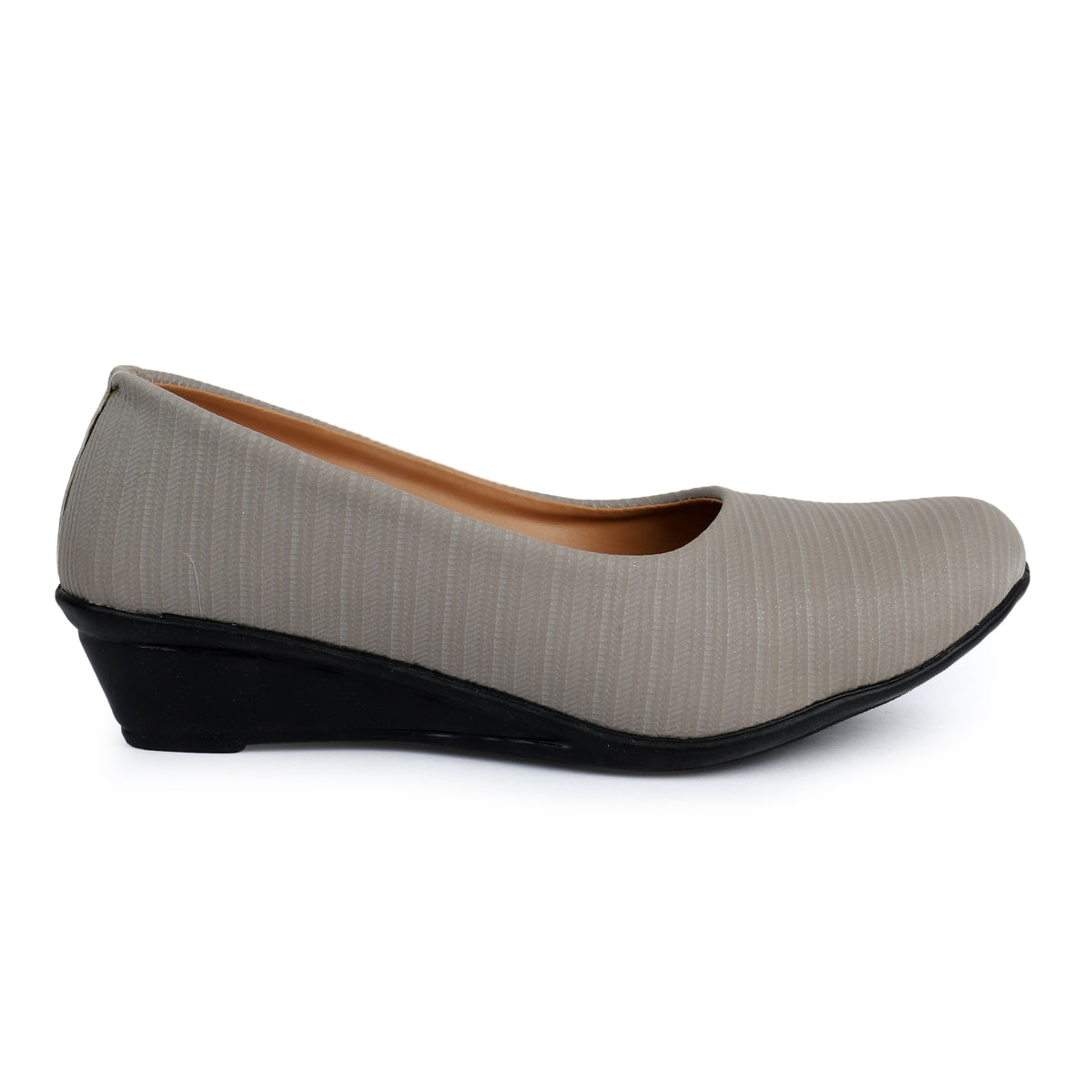 Textured Slip-On Ballet Flats - Grey