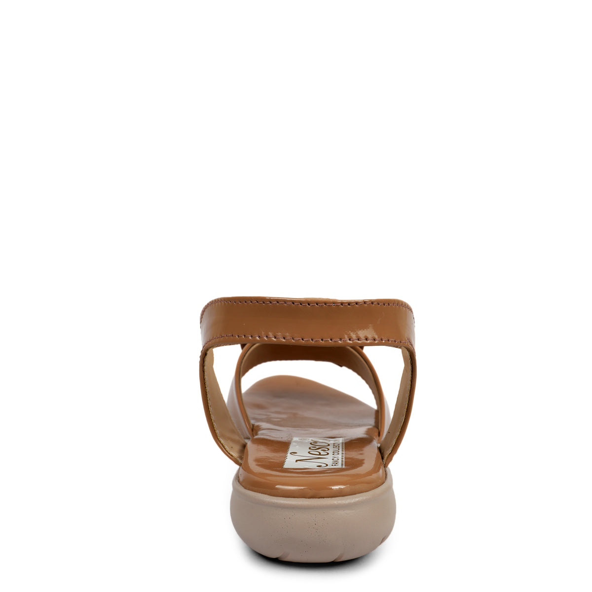 Glossy Bow Comfort Sandals - Tan