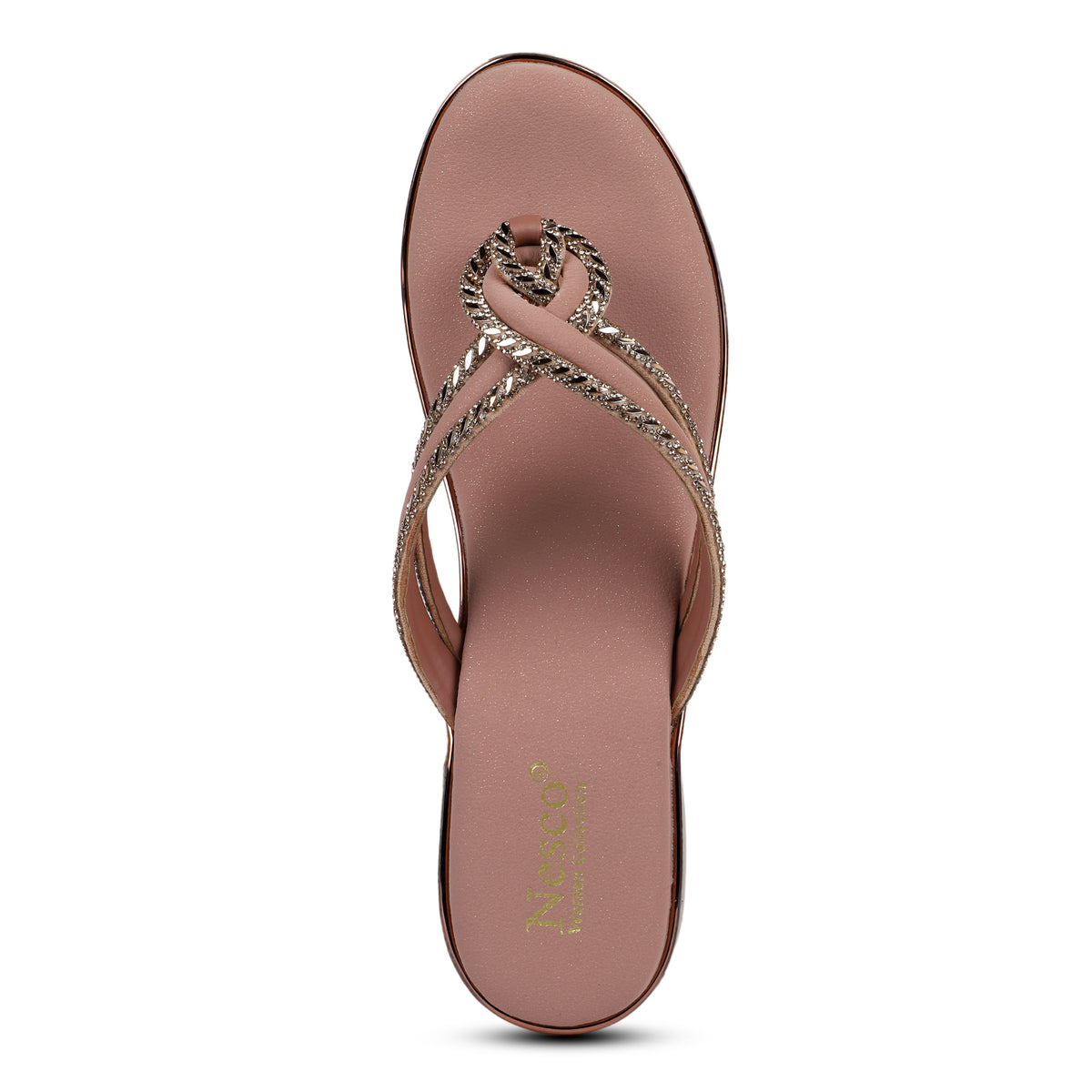 Knotted Rhinestone Wedge Sandals - Rosewood