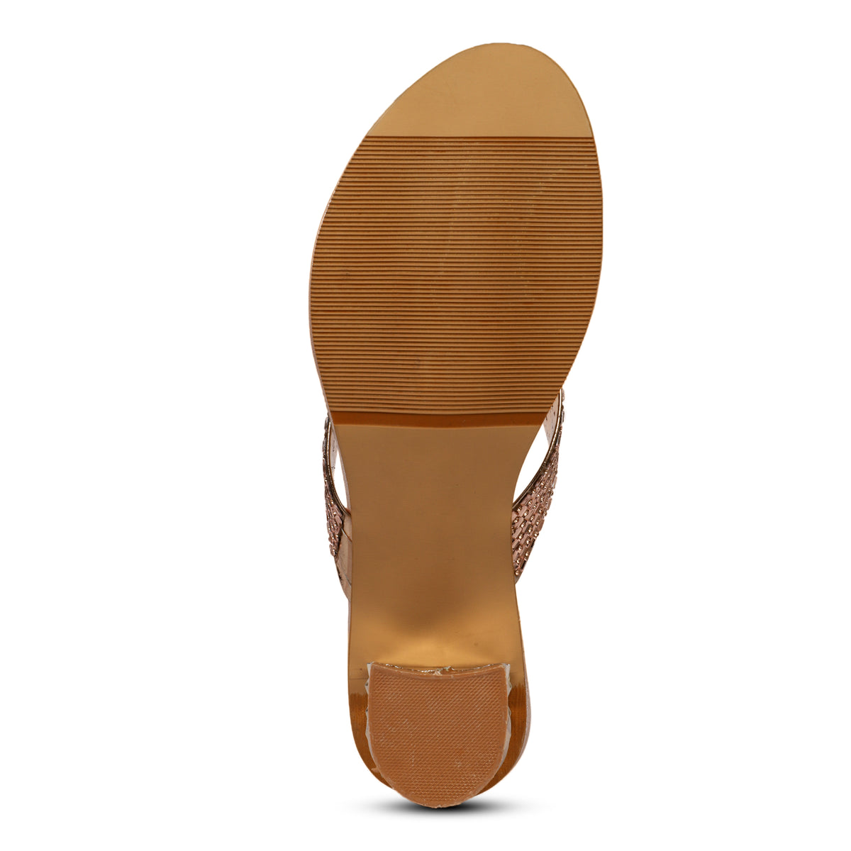 Studded Criss-Cross Block Heel Mules - Rose Gold