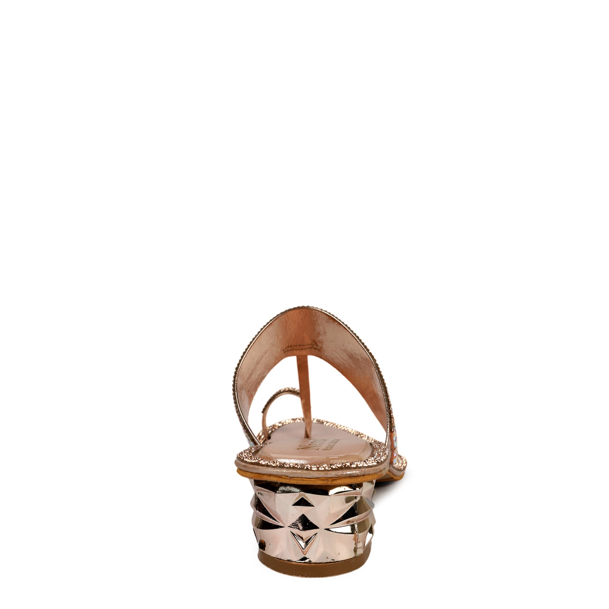 Embellished Leaf Pattern Toe-Post Sandals - Rose Gold