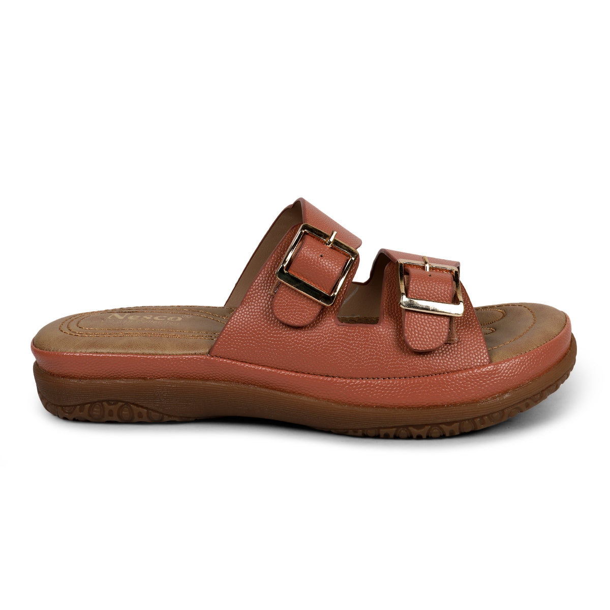 Double Buckle Comfort Slides - Tan