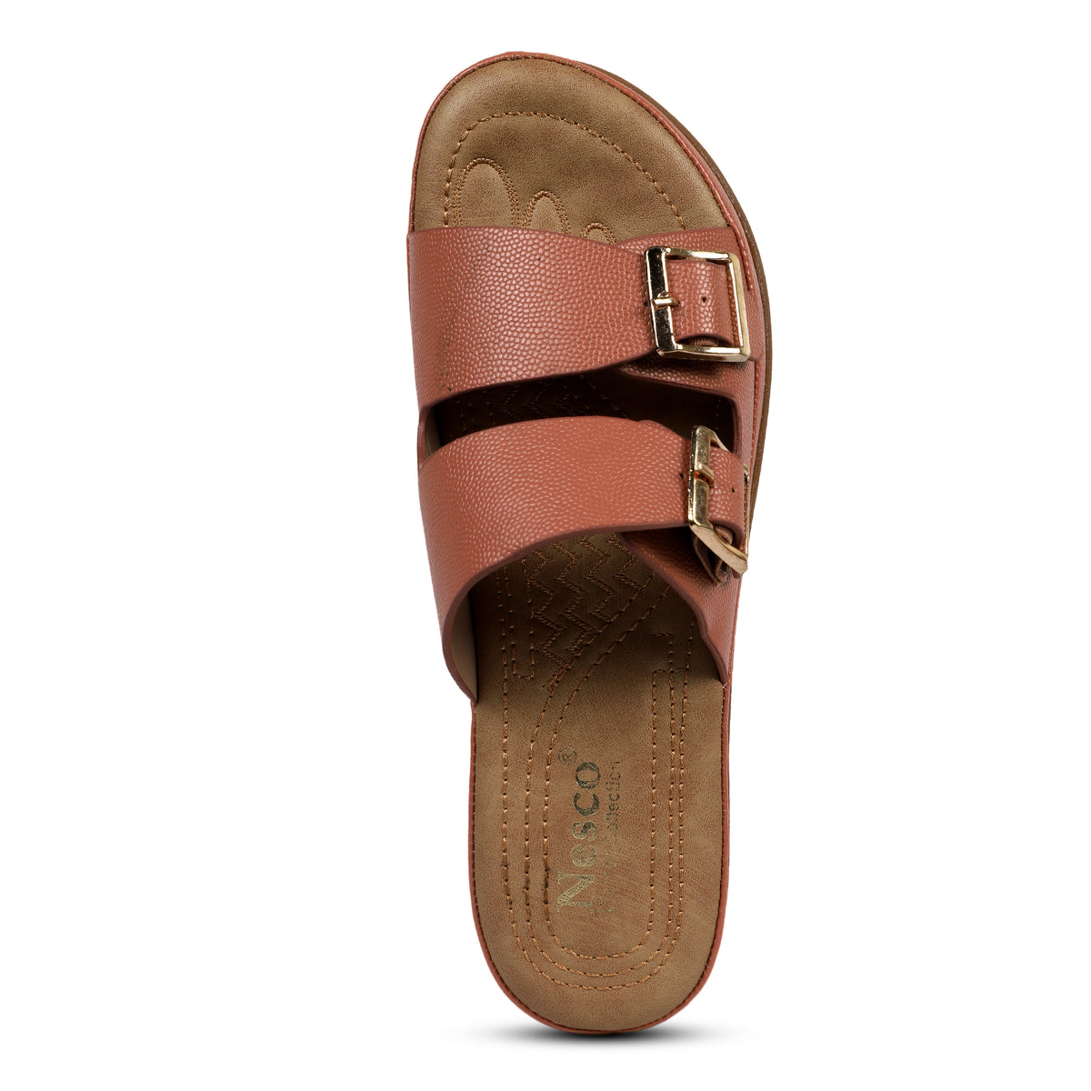 Double Buckle Comfort Slides - Tan