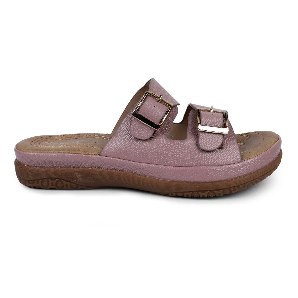 Double Buckle Comfort Slides - Mauve
