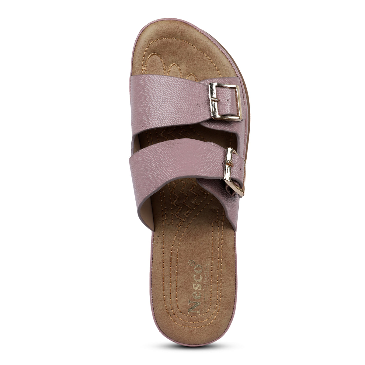 Double Buckle Comfort Slides - Mauve